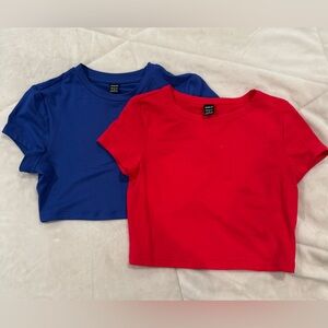 2 Shein crop tops Size Small NEW Red Blue